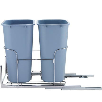 Dual Pull-Out Trash Can for Kitchen Cabinet – 2x35L Double Waste Bins – Heavy Duty Under-Mount Slide System with 110 lbs Capacity