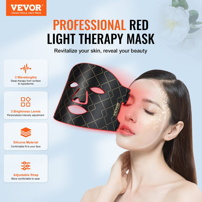Professional 3-Wavelength LED Face Mask – Red Light Therapy for Anti-Aging & Wrinkles
