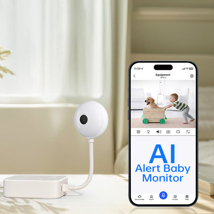 2K HD Lollipop WiFi Baby Monitor – AI Smart Camera with Crying Detection – Flexible Bendable Mount Pet & Security Cam – Two-Way Audio & Night Vision