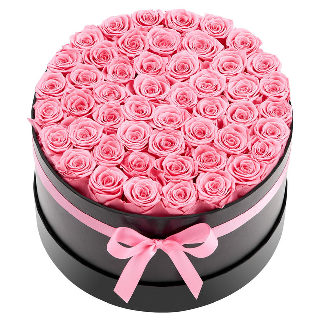 50 Pcs Luxury Preserved Roses in Box – Eternal Sweet Pink Flowers – Long-Lasting Immortal Bouquet – Premium Anniversary & Wedding Gift for Wife