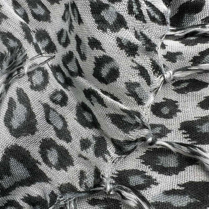 Grey Leopard Print Square Scarf – Lightweight Viscose Head Wrap and Shawl for Evening Wear & Daily Style
