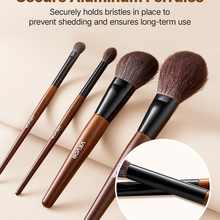 Artisan Collection 9pcs Makeup Brush Kit – Premium Wool Blend with Travel Storage Bag