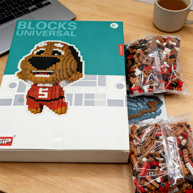 Brown Dog Micro Building Blocks – 3D Nano Brick Dog Figurine – Educational Puzzle Toy for Adults and Kids – Desktop Decor Gift