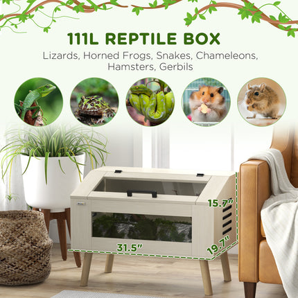 30 Gallon Reptile Terrarium – Glass Habitat Tank for Lizards, Snakes & Amphibians – Full Screen Top with Secure Locking System