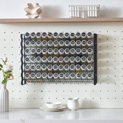 Spice Rack Organizer for Cabinet & Wall Mount – 4 Pack Single Tier Hanging Spice Shelves – Black Metal Seasoning Storage Set