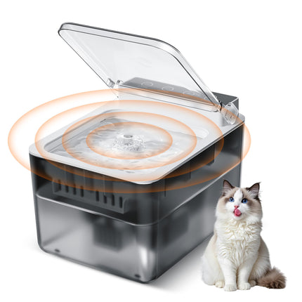 Wireless Battery-Operated Cat Water Fountain – 304 Stainless Steel Automatic Fountain with Motion Sensor – Cordless Induction Pet Drinking Fountain
