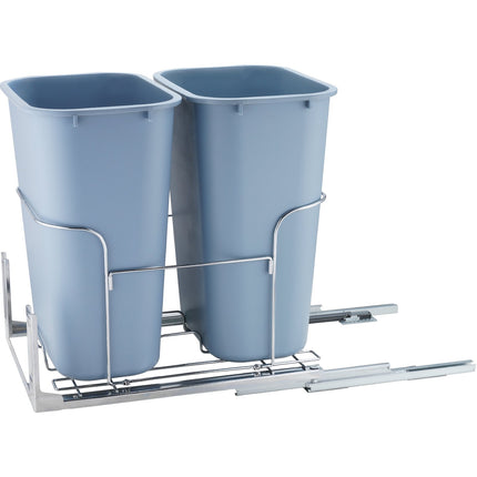 Dual Pull-Out Trash Can for Kitchen Cabinet – 2x35L Double Waste Bins – Heavy Duty Under-Mount Slide System with 110 lbs Capacity