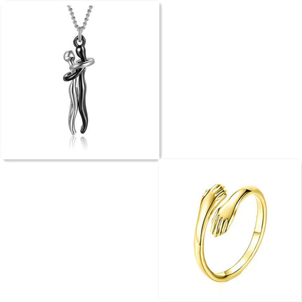 Romantic "Love Hug" Pendant Necklace – Symbolic Couple Jewelry for Lovers – Meaningful Anniversary & Valentine’s Day Gift for Him & Her