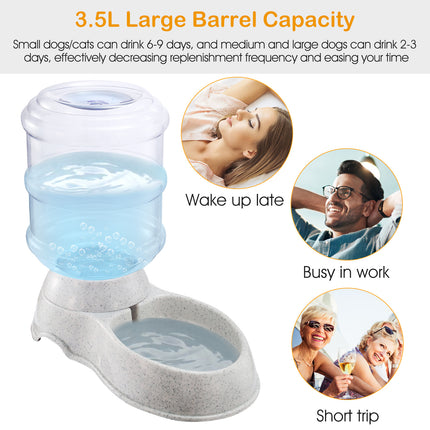 3.5L Self-Dispensing Pet Waterer – Automatic Gravity Water Fountain for Dogs & Cats – 1 Gallon Large Capacity Watering Station