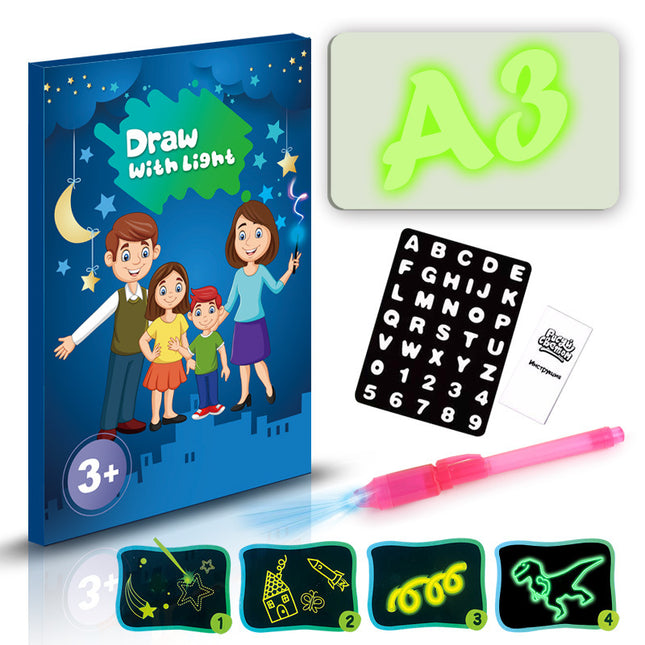 3D Magic Drawing Pad for Kids – LED Light-Up Glow Board with 8 Light Effects – Creative Educational Sketchpad Gift
