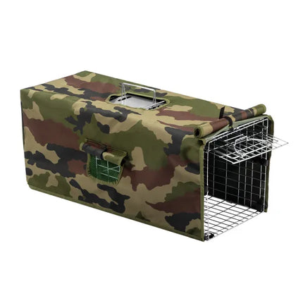 32" Humane Live Animal Trap Cage – Safe Catch & Release Rescue Cage for Cats, Raccoons, and Skunks – Heavy Duty Steel with Protective Cover