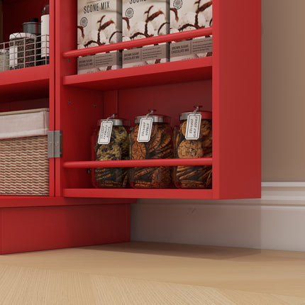 Freestanding Kitchen Pantry Cabinet – 5-Tier Storage Cupboard with Adjustable Shelves & Door Spice Racks for Dining Room Organization