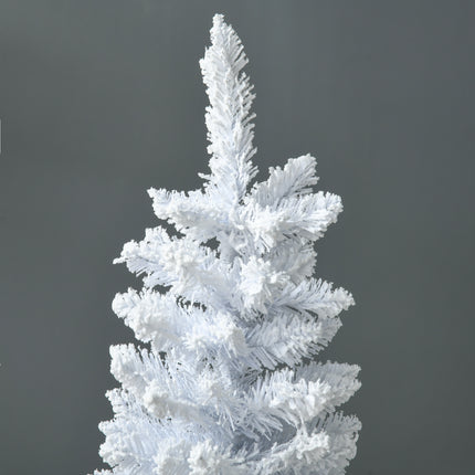 5-Foot Snow-Flocked Artificial Christmas Tree – Slim Pencil Holiday Tree with Realistic Branches for Cozy Spaces & Apartments