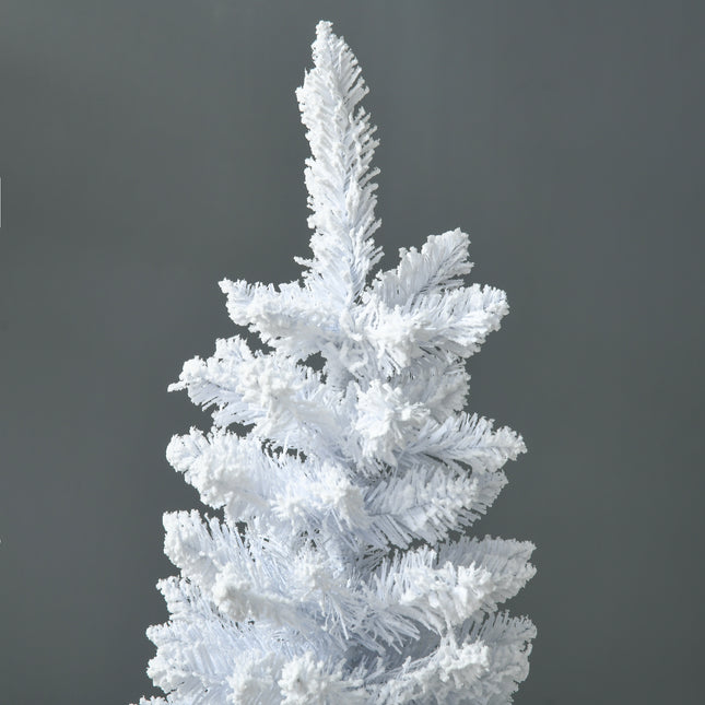 5-Foot Snow-Flocked Artificial Christmas Tree – Slim Pencil Holiday Tree with Realistic Branches for Cozy Spaces & Apartments