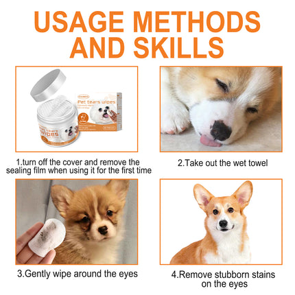 Yegbong Pet Eye Wipes – Tear Stain Remover for Dogs & Cats – Gentle Eye Dirt Cleaning Cotton Pads – Soothing & Safe Grooming Wipes for Sensitive Eyes