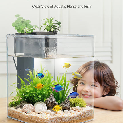 2 Gallon Smart Arch Aquarium Kit – Crystal Clear GPPS Fish Tank with 3-Color LED Lighting – Self-Cleaning Desktop Ecosystem