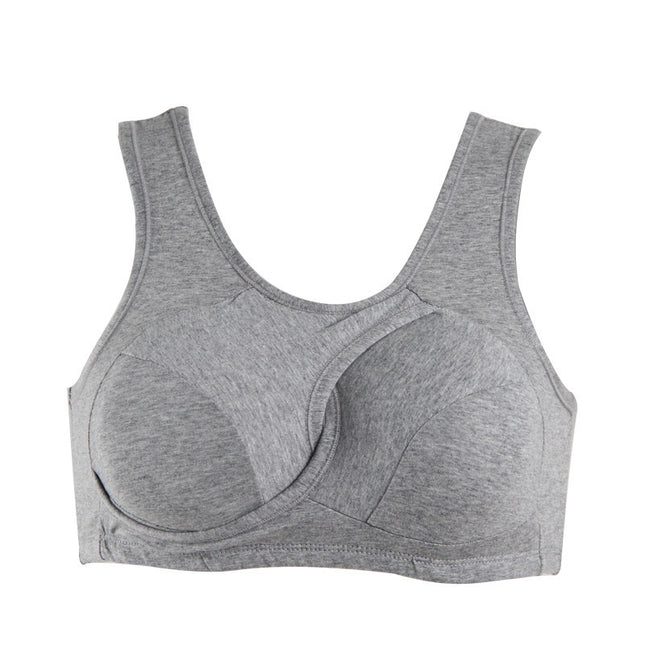 Women's Wireless Cotton Sports Bra – Breathable Seamless Gathered Vest for Low-Impact Workouts & Daily Wear