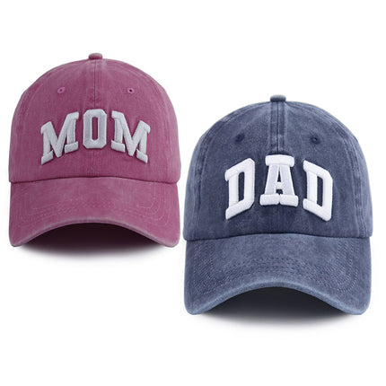 Mama and Papa Embroidered Baseball Cap Set – Adjustable Washed Cotton Hats for New Parents & Couples