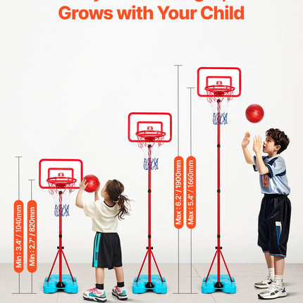 Height-Adjustable Kids Basketball Hoop – Portable Outdoor Basketball Goal System – Durable Backboard & Stand for Backyard & Driveway – Junior Sports Equipment