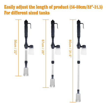 Battery Operated Aquarium Gravel Cleaner – Automatic Fish Tank Vacuum & Siphon – Electric Sand Washer with Algae Scraper & Water Filter System