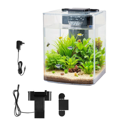 2 Gallon Smart Arch Aquarium Kit – Crystal Clear GPPS Fish Tank with 3-Color LED Lighting – Self-Cleaning Desktop Ecosystem
