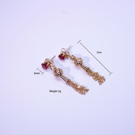 Gold-Plated Copper Tassel Drop Earrings for Women