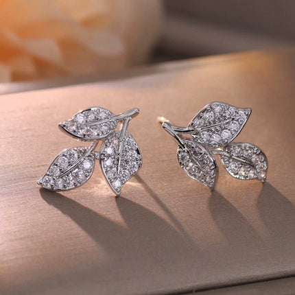 Elegant Crystal Leaf Drop Earrings – High-End Botanical Jewelry for Women – Stunning Birthday & Anniversary Gift for Her