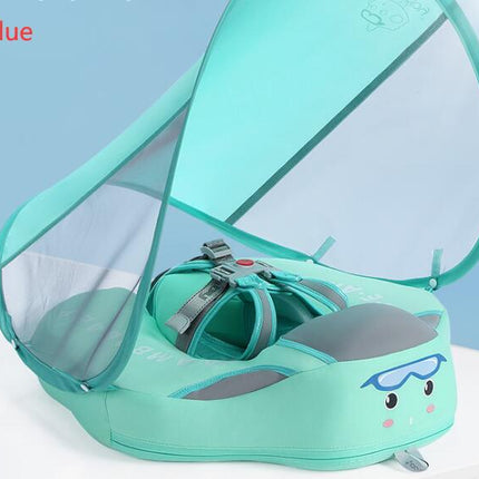 Baby Swimming Float with Sun Canopy – Safety Inflatable Swim Ring – Anti-Flip Design Pool Float for Toddlers & Infants