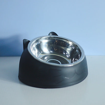 Elevated Double Stainless Steel Cat Bowls – 15° Tilted Cervical Protection Feeding Station – Ergonomic Food and Water Dishes for Cats and Small Dogs