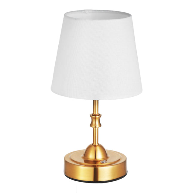 Cordless Gold Table Lamp with 5200mAh Rechargeable Battery – Small Desk Lamp with Fabric Shade – 3-Level Brightness for Restaurant & Bedroom
