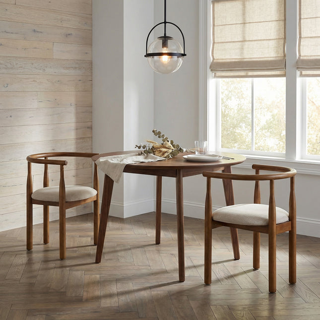 Mid-Century Modern Dining Chairs – Set of 2 Cushioned Accent Chairs with Solid Rubberwood Legs for Kitchen & Dining Room