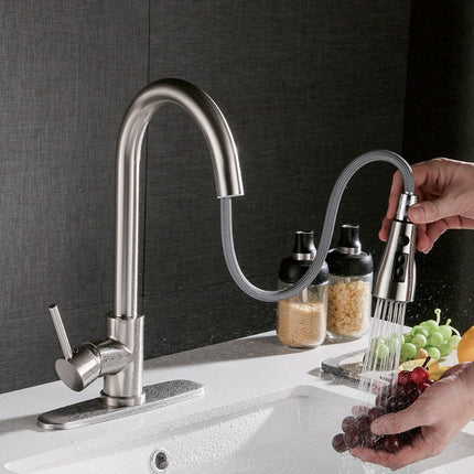 Luxury Brushed Copper Kitchen Faucet – Pull-Out Dual Mode Sprayer – Elegant Hot & Cold Sink Tap with 360° Swivel