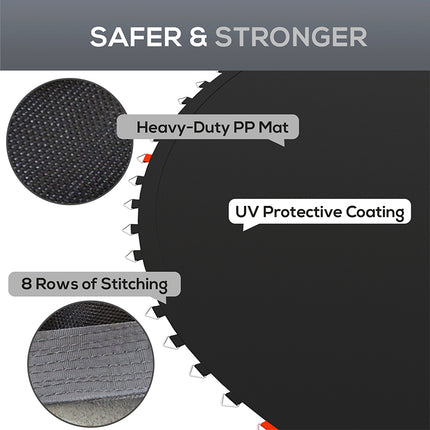 Universal Trampoline Replacement Jumping Mat – UV Resistant & Weatherproof – Heavy-Duty Bounce Mat with V-Rings for Round Trampolines