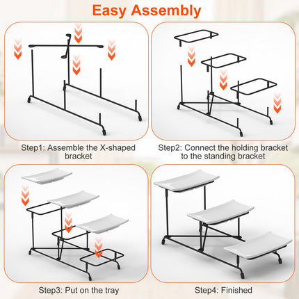 3-Tier Rectangular Serving Tray – Tiered Dessert Display Stand with Metal Rack – Serving Platters for Parties & Holidays