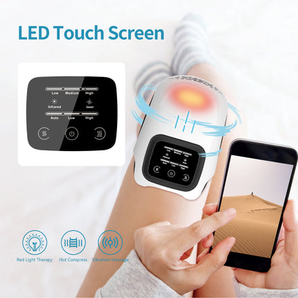 Intelligent Knee Massager with Heat & Vibration – Infrared Laser Therapy for Joint Pain Relief – Cordless Rechargeable Knee Care Device
