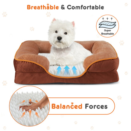 Orthopedic Memory Foam Dog Bed – Small Pet Bed with Waterproof Liner & Washable Cover – Non-Slip Calming Bed for Cats & Puppies