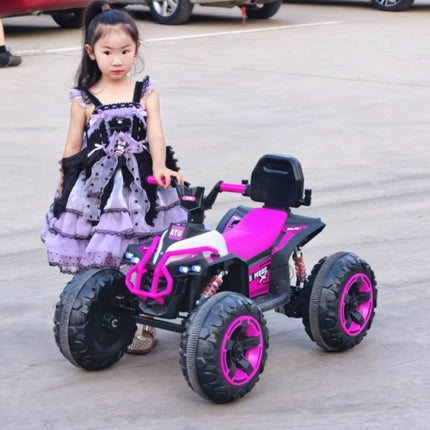 12V Kids Ride-On ATV – 4-Wheeler Electric Quad with Leather Seat & Bluetooth – All-Terrain Toy Car with LED Lights & Suspension – Gift for Boys & Girls