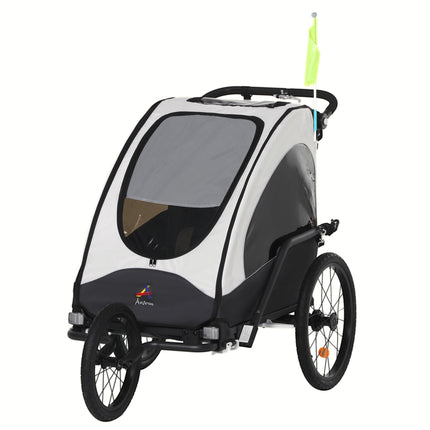 3-in-1 Baby Bike Trailer & Jogger Stroller – Foldable Child Transport Carrier – Shock Absorber System & Rubber Tires – Adjustable Handlebar