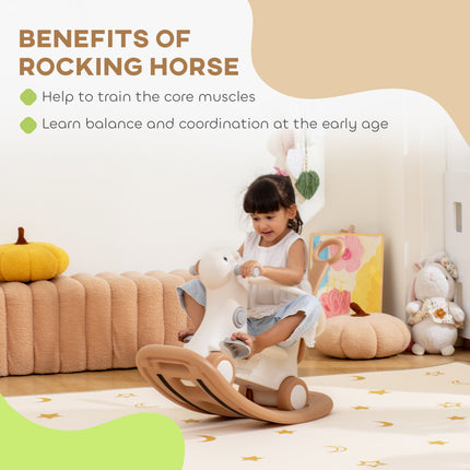 4-in-1 Toddler Rocking Horse & Balance Board – Convertible Ride-On Toy with Push Handle for Active Play