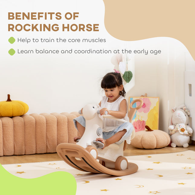 4-in-1 Toddler Rocking Horse & Balance Board – Convertible Ride-On Toy with Push Handle for Active Play