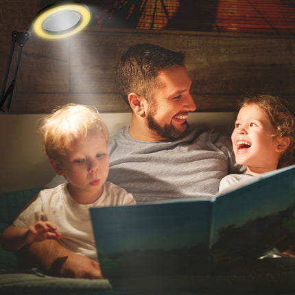 8X LED Magnifying Lamp with Clamp & Stand – 2-in-1 Swing Arm Desk Lamp – 3 Color Modes & 10 Brightness Levels for Craft, Repair, and Reading