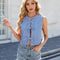 Women's Y2K Bow-Tie Cropped Denim Vest – Light Blue
