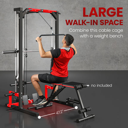 All-in-One Smith Machine Power Rack – Functional Trainer with Lat Pull-Down, Landmine & Pull-Up Bar – Complete Home Gym Station