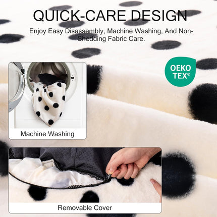 Mewoofun 23-Inch Donut Cat Bed – Black Dot Patterned Round Plush Pet Bed – Calming Anxiety-Relief Bed for Indoor Cats & Small Dogs