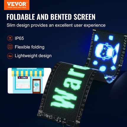P5 Full Color LED Programmable Sign – Bluetooth App Control Scrolling Display Board – DIY Custom Text, Animation & Pattern for Store Business, Car & Advertising (32.9"x8")