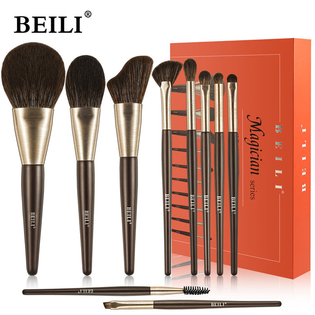 Professional 10pcs Vegan Makeup Brush Set – High-Density Contour & Blush Brushes