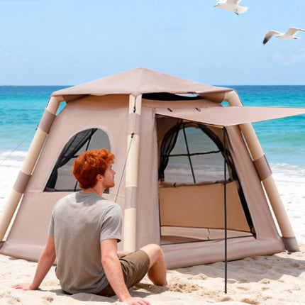 Luxury Inflatable Camping Tent – 2-4 Person Glamping Air Tent – Waterproof & Windproof Oxford Fabric Hut with Quick Inflation Technology