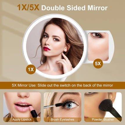 Smart Touch 5X Magnification Vanity Mirror – Rechargeable High-Definition Beauty Mirror