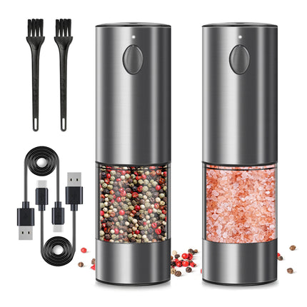 2pcs Electric Salt and Pepper Grinder Set – Battery Powered Automatic Spice Mill with Adjustable Coarseness – One-Handed Operation