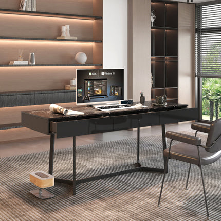 71" Modern Executive Computer Desk – Extra Large Home Office Desk with Y-Shaped Metal Legs – Industrial Study Table for Gaming & Work